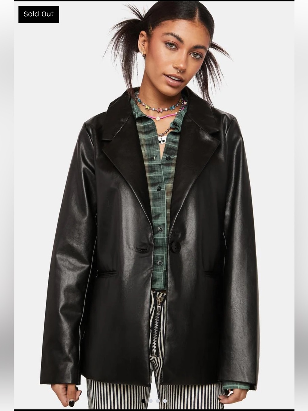 Pretty Garbage Vegan Leather Oversized Blazer